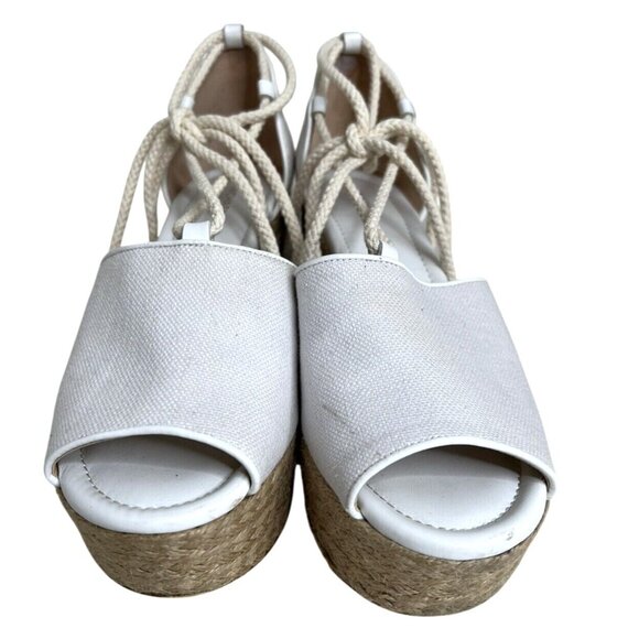 Michael Kors Womens Size 9M Rope Lace-Up White Espadrille Wedge Sandals - Picture 6 of 7